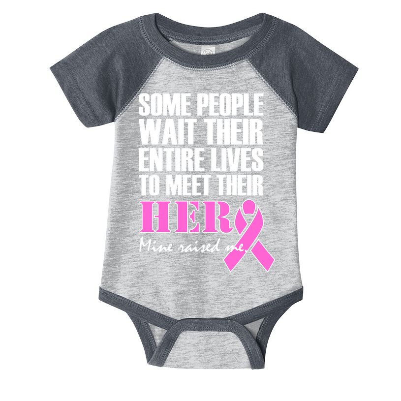 My Hero Raised Me Breast Cancer Awareness Infant Baby Jersey Bodysuit