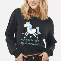 My Horse Ate My Homework Cropped Pullover Crew
