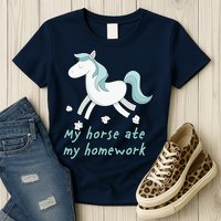 My Horse Ate My Homework Womens T-Shirt