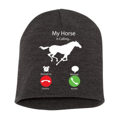 My Horse Is Calling Short Acrylic Beanie