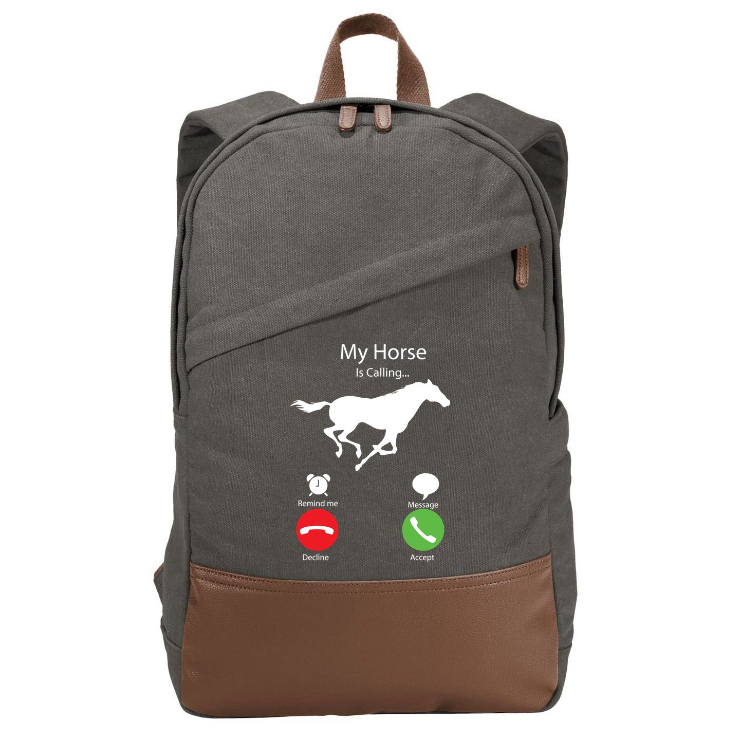 My Horse Is Calling Cotton Canvas Backpack