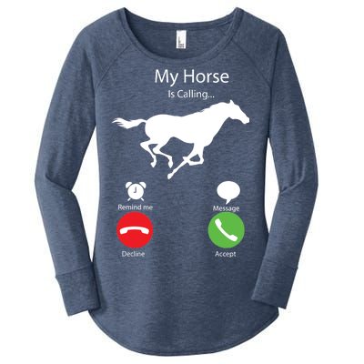 My Horse Is Calling Women's Perfect Tri Tunic Long Sleeve Shirt