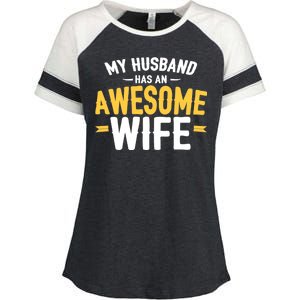 My Husband Has An Awesome Wife Enza Ladies Jersey Colorblock Tee