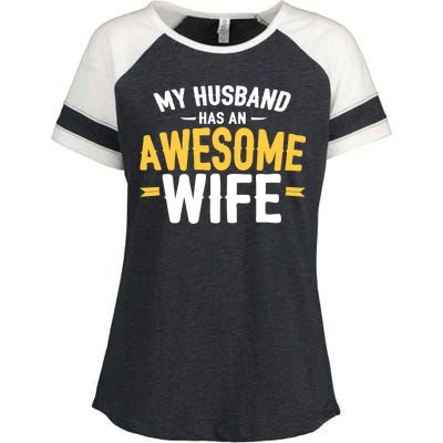 My Husband Has An Awesome Wife Enza Ladies Jersey Colorblock Tee