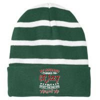 My Husband Thinks I'm Crazy Not The One Who Married Me Striped Beanie with Solid Band