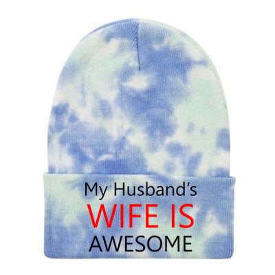 My Husband's Wife Is Awesome Tie Dye 12in Knit Beanie