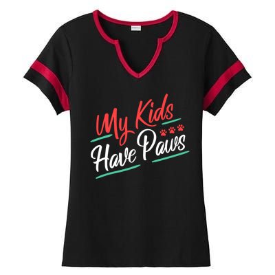 My Kids Have Paws Pet Owner Ladies Halftime Notch Neck Tee