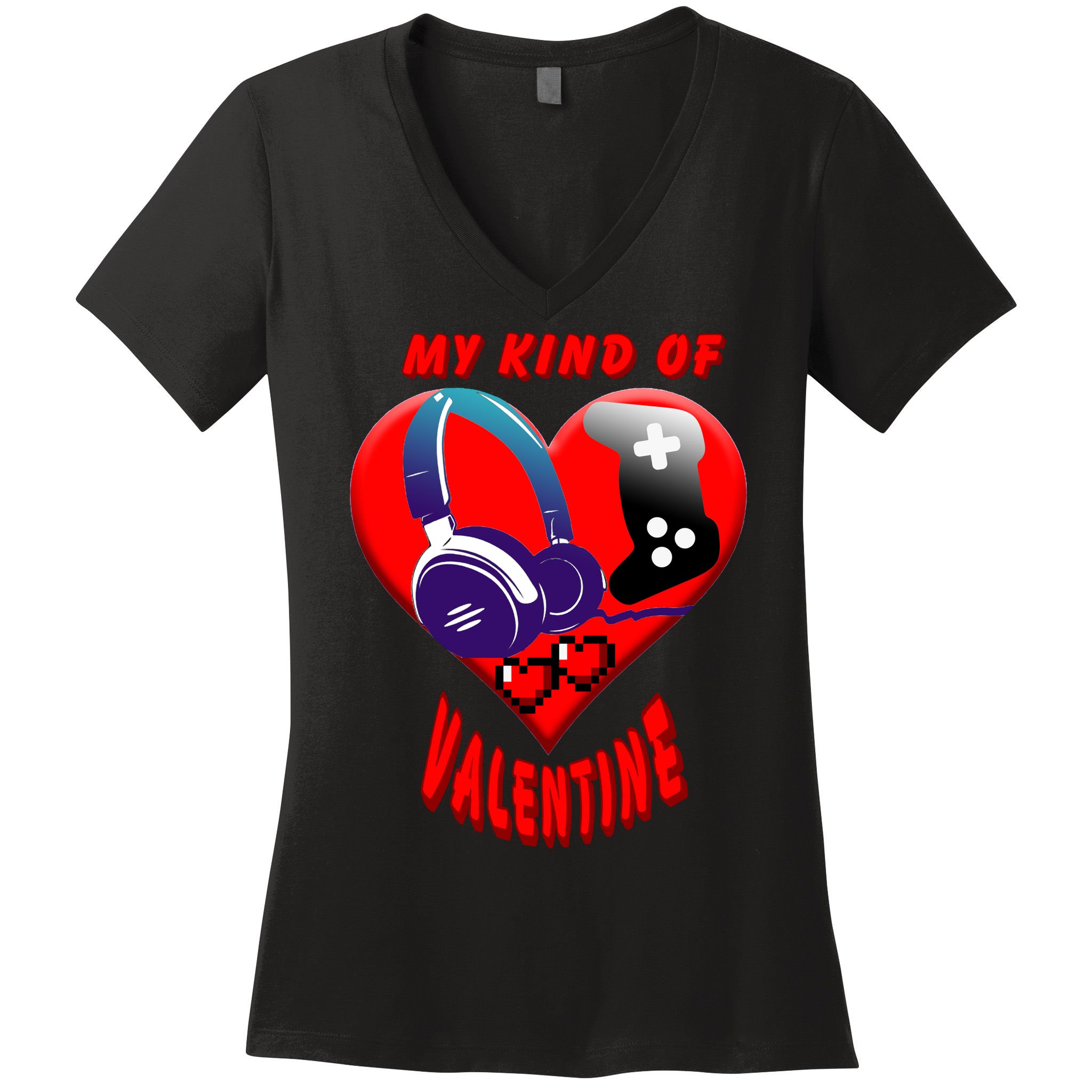 My Kind Of Valentine Gamer  Women's V-Neck T-Shirt