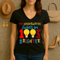 My Kindergarten Student Are 100 Days Brighter Women's V-Neck T-Shirt