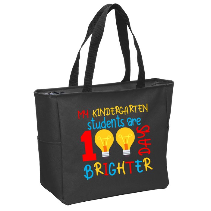 My Kindergarten Student Are 100 Days Brighter Zip Tote Bag