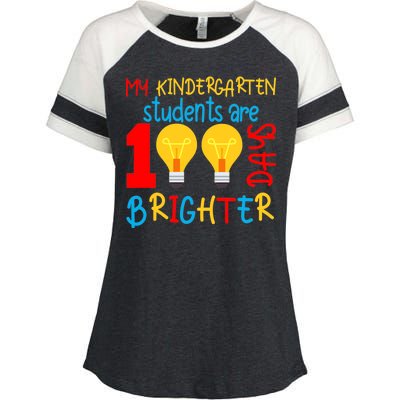 My Kindergarten Student Are 100 Days Brighter Enza Ladies Jersey Colorblock Tee