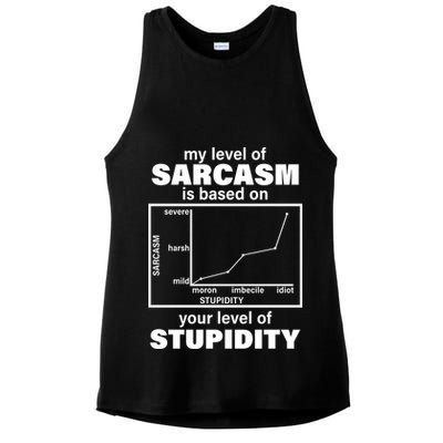 My Level Of Sarcasm Depends On Your Level Of Stupidity Ladies PosiCharge Tri-Blend Wicking Tank