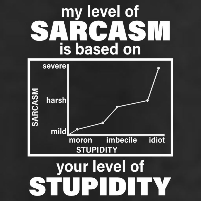 My Level Of Sarcasm Depends On Your Level Of Stupidity 7 Panel Mesh Trucker Snapback Hat
