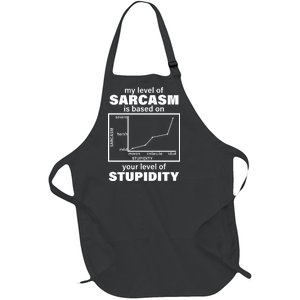 My Level Of Sarcasm Depends On Your Level Of Stupidity Full-Length Apron With Pockets