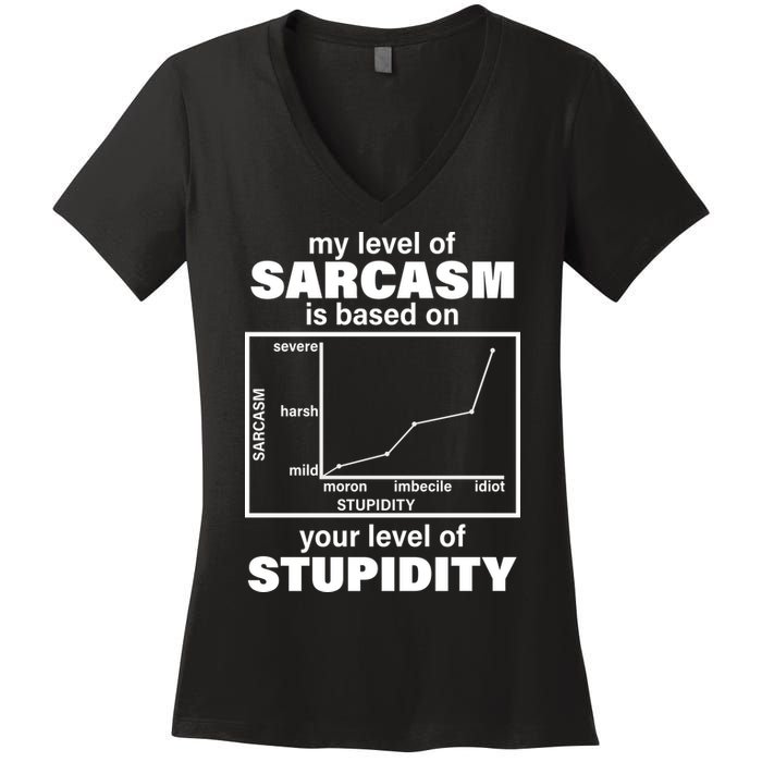 My Level Of Sarcasm Depends On Your Level Of Stupidity Women's V-Neck T-Shirt