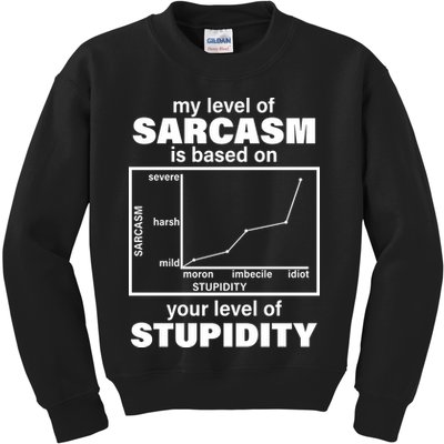 My Level Of Sarcasm Depends On Your Level Of Stupidity Kids Sweatshirt