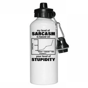 My Level Of Sarcasm Depends On Your Level Of Stupidity Aluminum Water Bottle