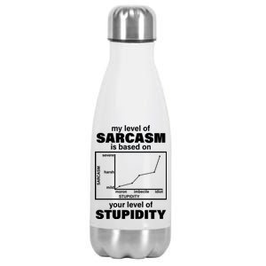 My Level Of Sarcasm Depends On Your Level Of Stupidity Stainless Steel Insulated Water Bottle