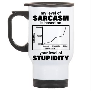 My Level Of Sarcasm Depends On Your Level Of Stupidity Stainless Steel Travel Mug