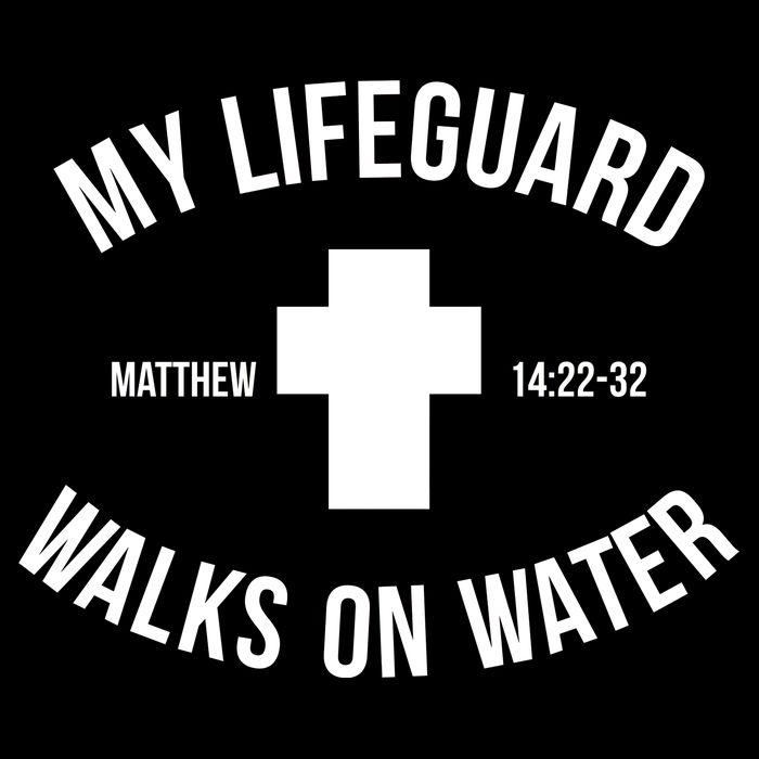My Lifeguard Walks on Water - Matthew 14:22-32 Jesus Cross Drawstring Bag