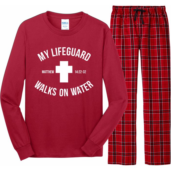 My Lifeguard Walks on Water - Matthew 14:22-32 Jesus Cross Long Sleeve Pajama Set