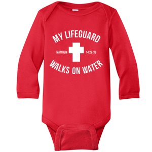 My Lifeguard Walks on Water - Matthew 14:22-32 Jesus Cross Baby Long Sleeve Bodysuit