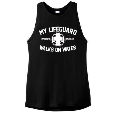 My Lifeguard Walks On Water Jesus Saves Ladies PosiCharge Tri-Blend Wicking Tank