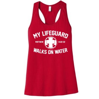 My Lifeguard Walks On Water Jesus Saves Women's Racerback Tank