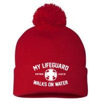 My Lifeguard Walks On Water Jesus Saves Pom Pom 12in Knit Beanie