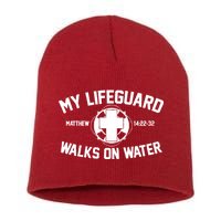 My Lifeguard Walks On Water Jesus Saves Short Acrylic Beanie