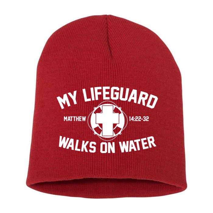 My Lifeguard Walks On Water Jesus Saves Short Acrylic Beanie