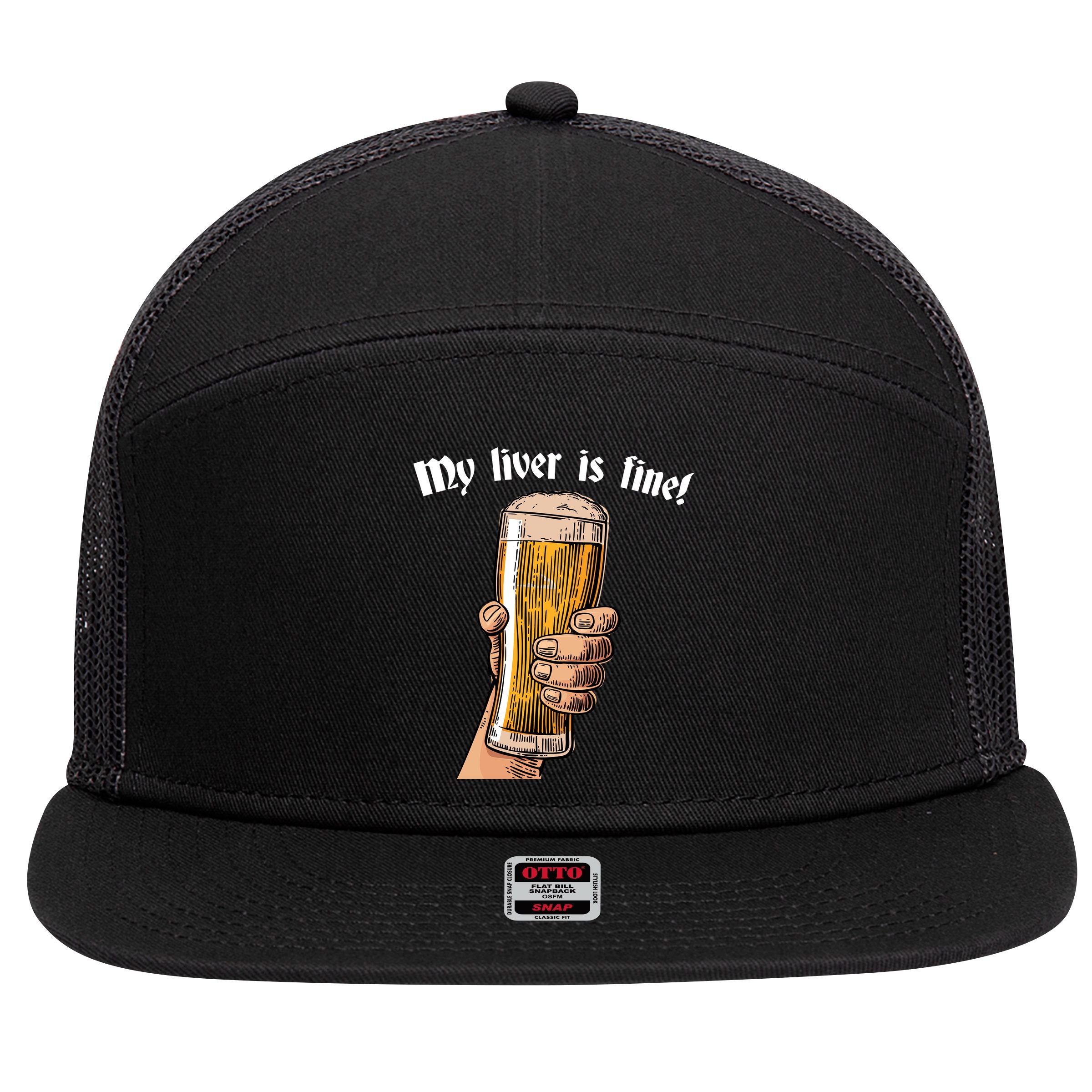 My Liver Is Fine 7 Panel Mesh Trucker Snapback Hat