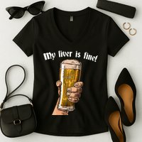 My Liver Is Fine Women's V-Neck T-Shirt