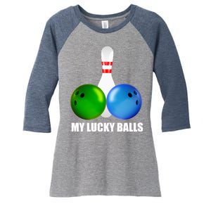 My Lucky Balls Women's Tri-Blend 3/4-Sleeve Raglan Shirt