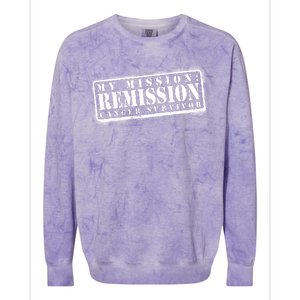 My Mission Remission Cancer Survivor Stamp Colorblast Crewneck Sweatshirt