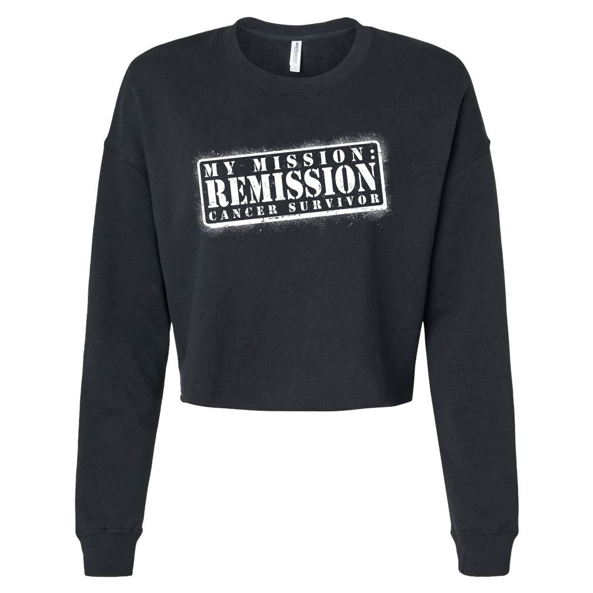 My Mission Remission Cancer Survivor Stamp Cropped Pullover Crew