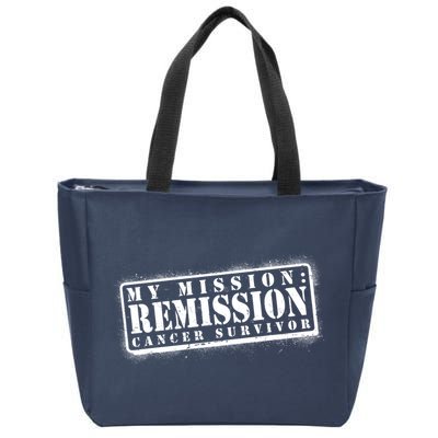 My Mission Remission Cancer Survivor Stamp Zip Tote Bag