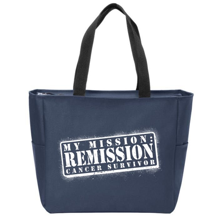 My Mission Remission Cancer Survivor Stamp Zip Tote Bag