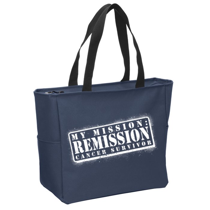 My Mission Remission Cancer Survivor Stamp Zip Tote Bag