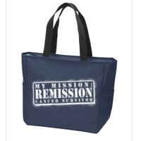 My Mission Remission Cancer Survivor Stamp Zip Tote Bag