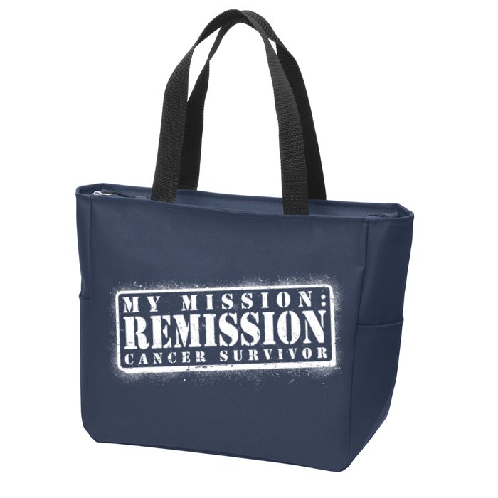 My Mission Remission Cancer Survivor Stamp Zip Tote Bag