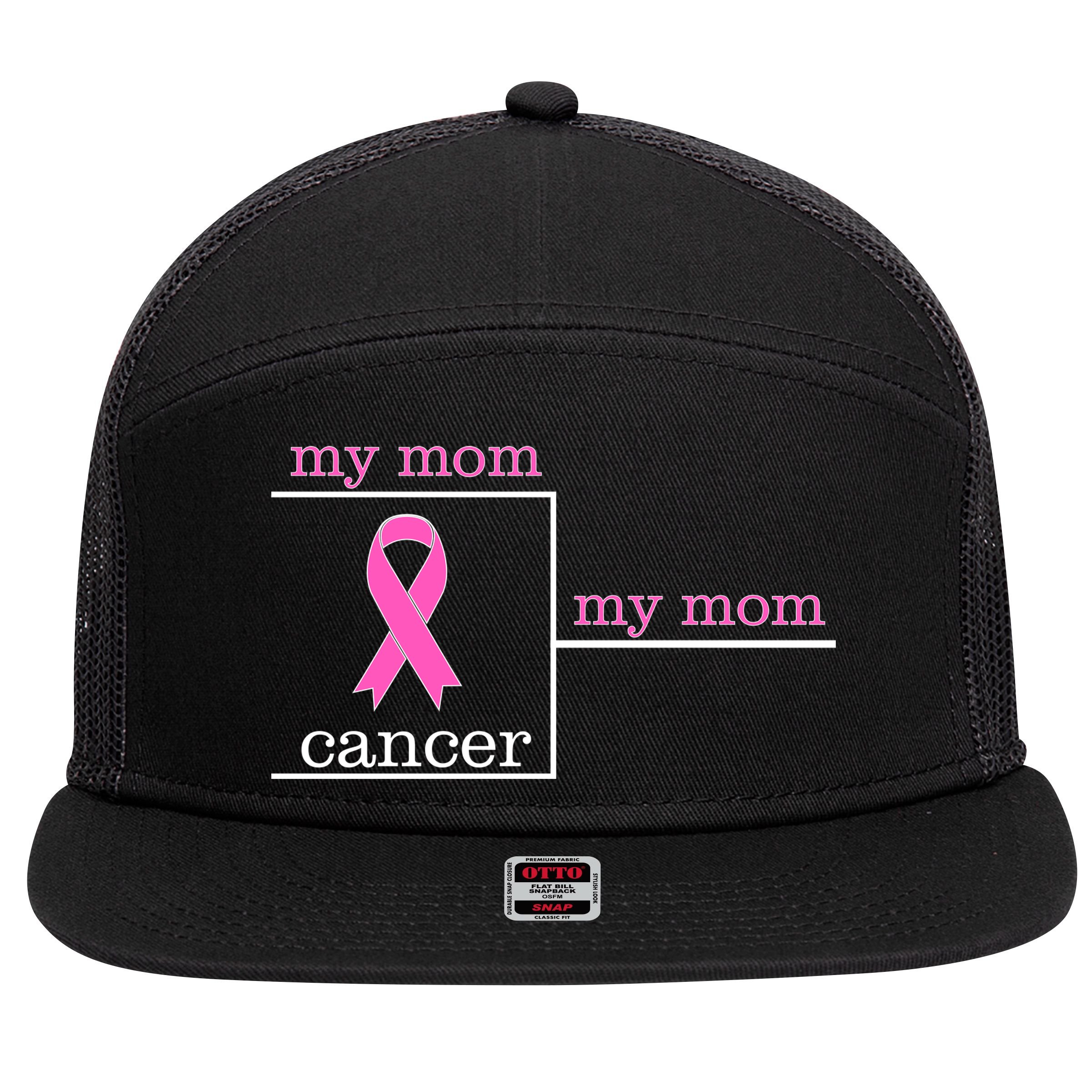 My Mom Cancer Bracket 7 Panel Mesh Trucker Snapback Hat