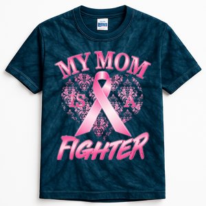 My Mom Is A Fighter Breast Cancer Awareness Kids Tie-Dye T-Shirt