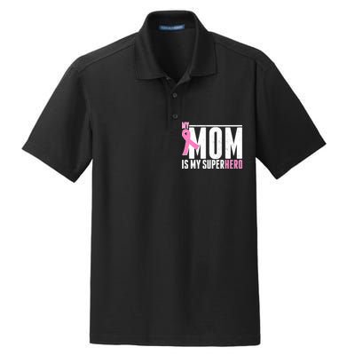 My Mom Is My Superhero Breast Cancer Dry Zone Grid Polo