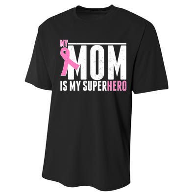 My Mom Is My Superhero Breast Cancer Performance Sprint T-Shirt