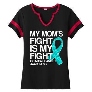 My Mom's Fight is My Fight Cervical Cancer Awareness Ladies Halftime Notch Neck Tee