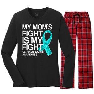 My Mom's Fight is My Fight Cervical Cancer Awareness Women's Long Sleeve Flannel Pajama Set 