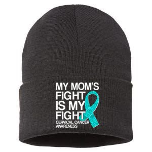 My Mom's Fight is My Fight Cervical Cancer Awareness Sustainable Knit Beanie