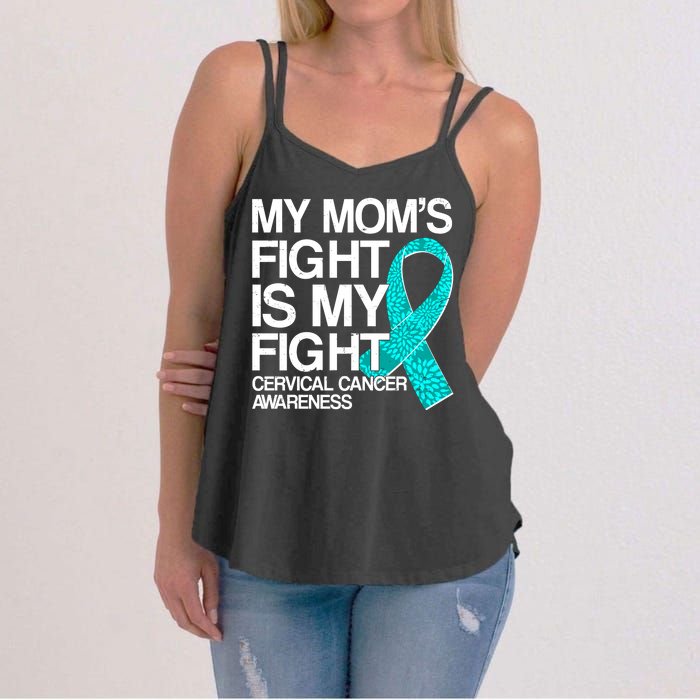 My Mom's Fight is My Fight Cervical Cancer Awareness Women's Strappy Tank