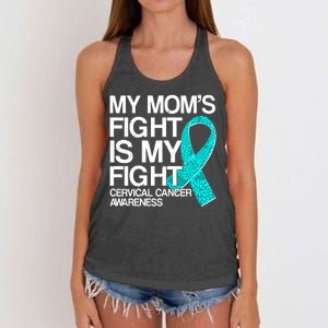 My Mom's Fight is My Fight Cervical Cancer Awareness Women's Knotted Racerback Tank